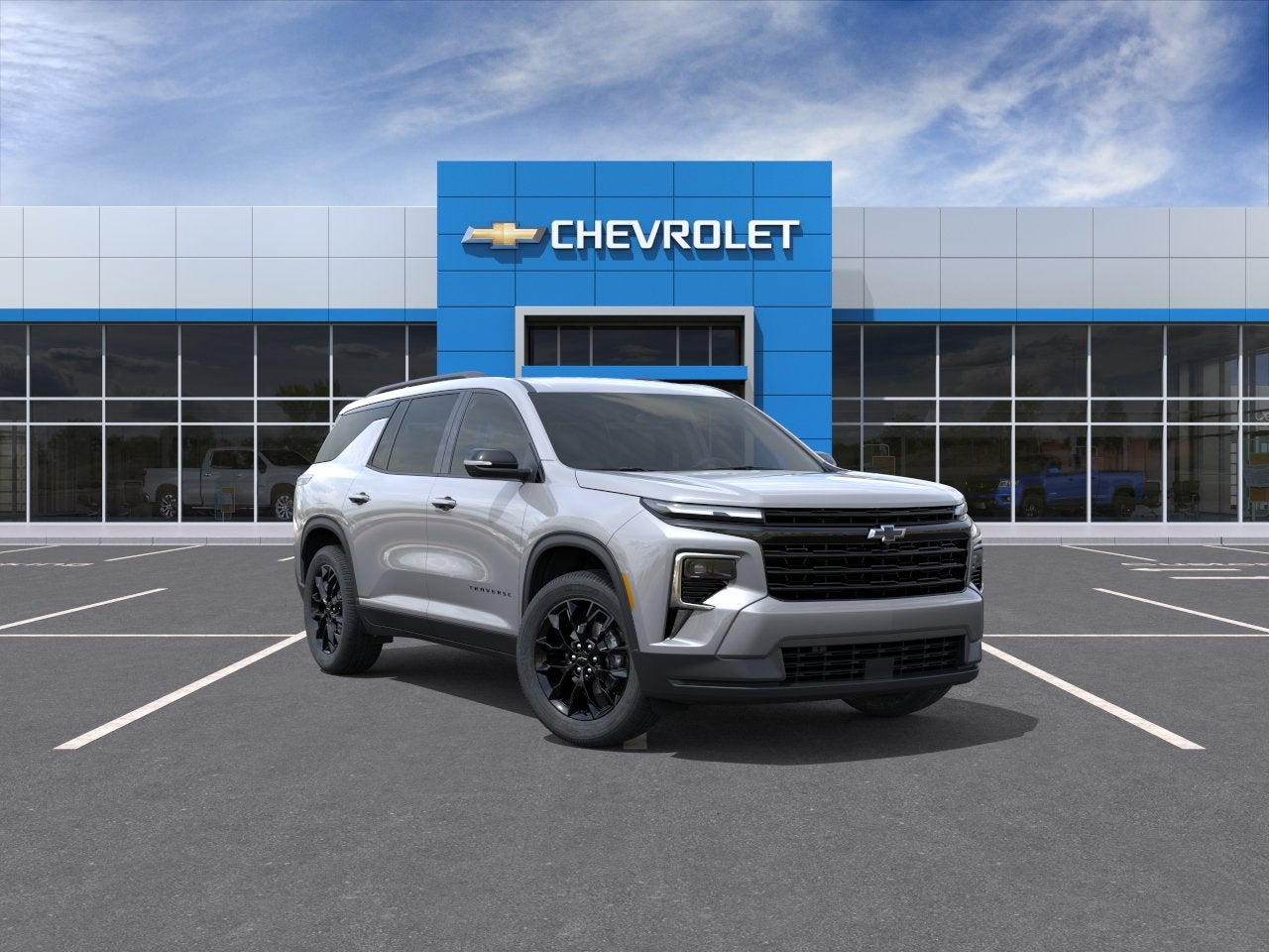 2026 Chevrolet Traverse LT in Sterling Gray Metallic — front three-quarter view